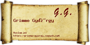 Grimme György névjegykártya